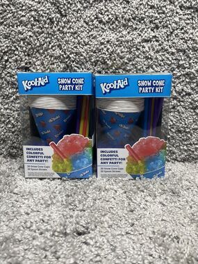 Kool Aid Snow Cone Party Kit 20 Cups & 20 Spoon Straws 2 Pk Bundle Set New